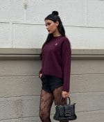 Embroidered teddy knit sweater designed for wholesale women’s knitwear collections