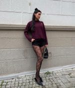 Minimal embroidered teddy knit sweater for boutique women’s fashion