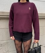 Classic knit sweater with subtle embroidered teddy detail
