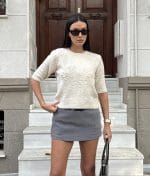 Floral embroidered knit top with delicate textured detailing