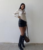 Scarf detail knit sweater designed for modern wholesale knitwear collections