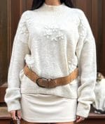 Decorative embroidered sweater fashion shot