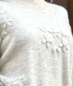 Raised floral knit sweater detail close-up