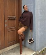 Mock neck knit sweater designed for timeless wholesale knitwear collections
