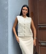 Women’s embroidered knit vest front view