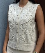 Floral embroidered knit vest close-up details