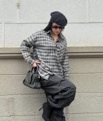 Plaid button up shirt for wholesale women’s collections
