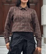Fitted cropped plaid shirt for wholesale women’s collections