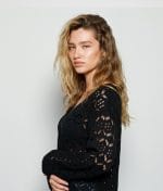 Lightweight black floral open-knit V-neck cardigan