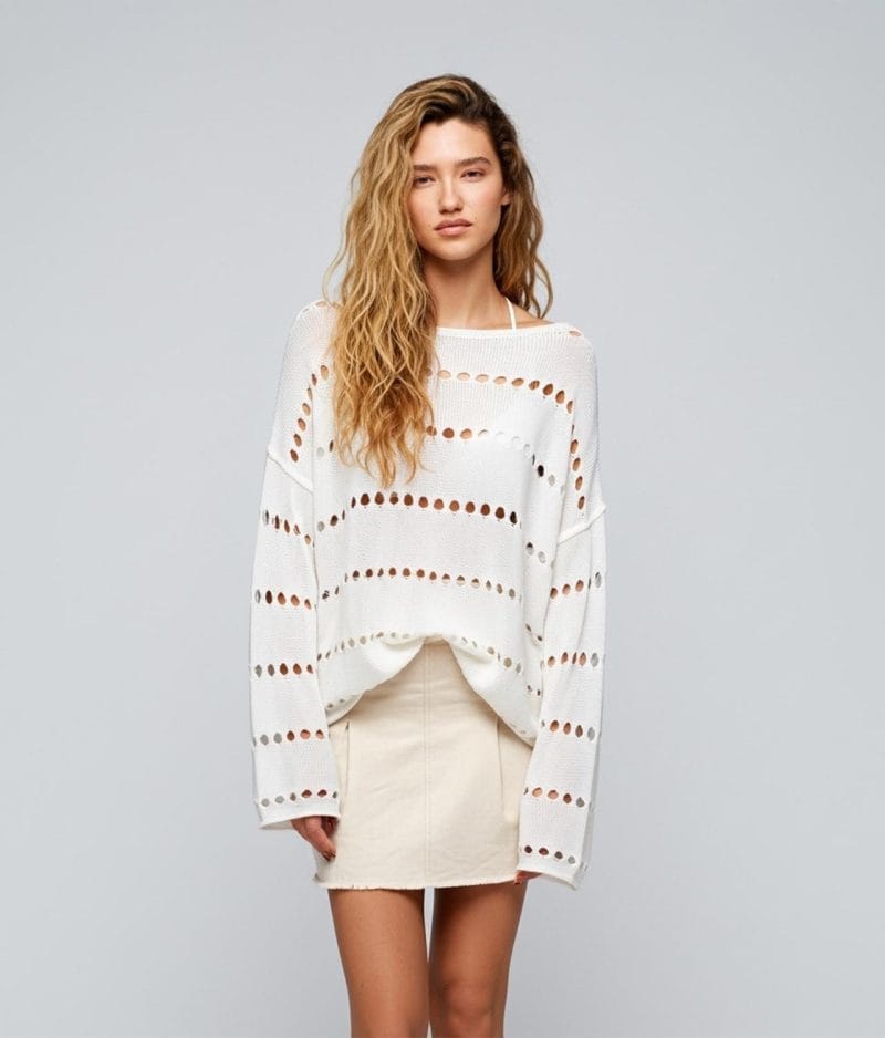 Lightweight hollow out knit sweater for everyday styling