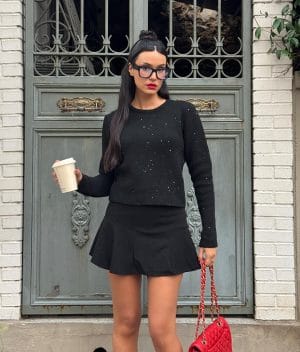 Embellished knit sweater with subtle sparkle details