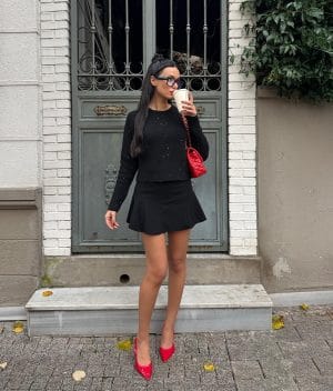 Women’s embellished knit sweater front view