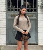Classic button knit cardigan with soft knit texture