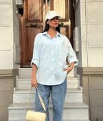 Relaxed fit cotton button-down shirt casual oversized look