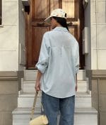 Lightweight relaxed cotton shirt styled with denim jeans