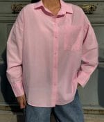 Casual oversized cotton blouse with back design detail