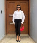 Modern cropped embellished shirt structured silhouette