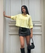 Embellished cotton shirt collar close-up