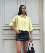 Cropped cotton shirt with embellishment detail