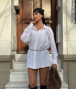 Relaxed shirt dress with classic collar and longline silhouette