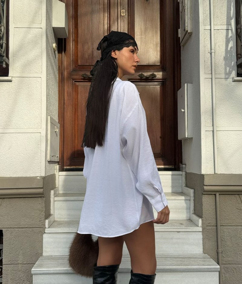 Longline cotton shirt dress outfit for wholesale womenswear collection