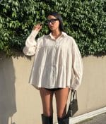 Tiered cotton shirt dress with button-down front and relaxed silhouette