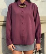 Relaxed fit button down shirt front view with classic collar and soft fabric