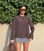 Collarless Woven Shirt relaxed fit front view