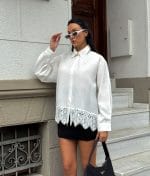 Women lace hem shirt wholesale