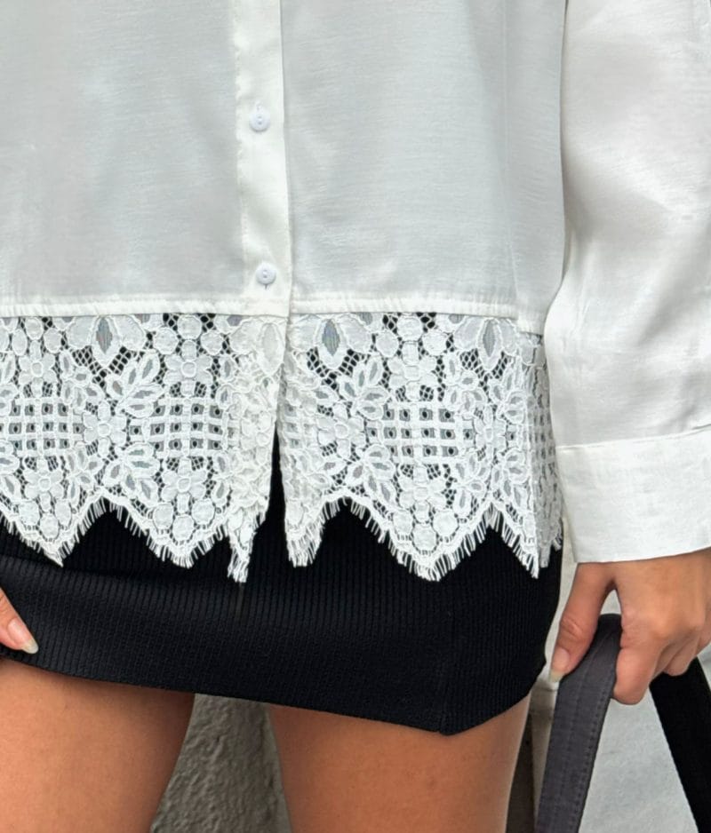 Modern lace hem oversized shirt