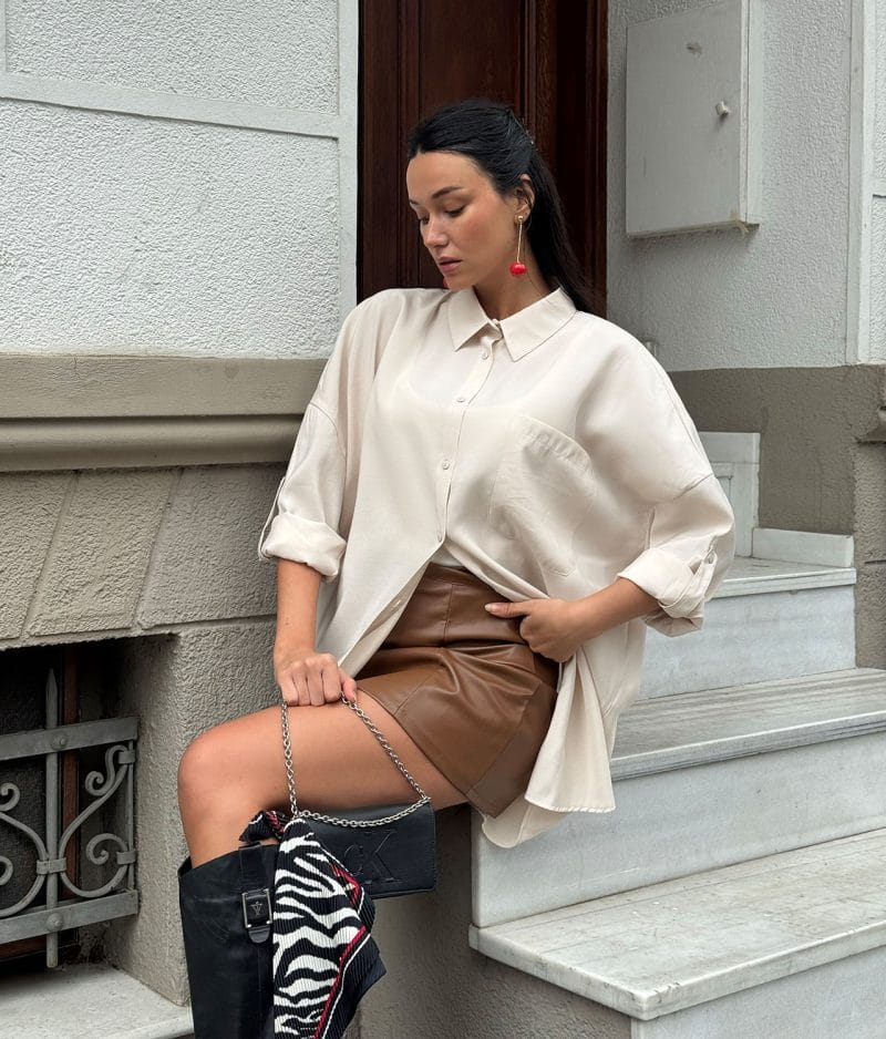 Longline relaxed women shirt dress