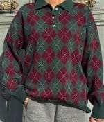 Vintage style argyle knit sweater boutique collection