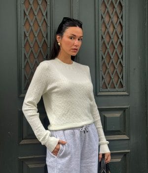 Slim Fit Cable Sweater front view