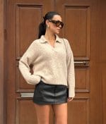 Women relaxed polo knit sweater boutique collection