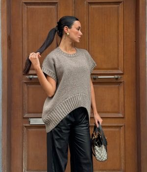Wool Blend Waistcoat front view sleeveless knit vest