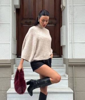 Mock Neck Knit Sweater front view