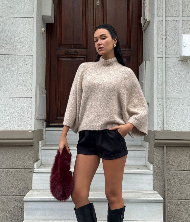 Women mock neck knit sweater wholesale