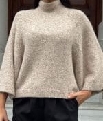 75206-Soft Beige Mock Neck Knit Sweater-Beige-6 Knit Sweater front view
