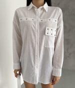 lightweight linen bead detail shirt minimal style