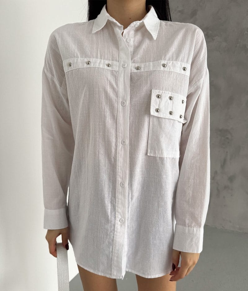 lightweight linen bead detail shirt minimal style