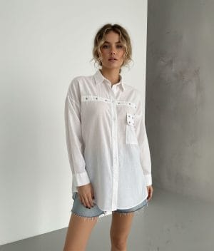decorative linen shirt bead detail design
