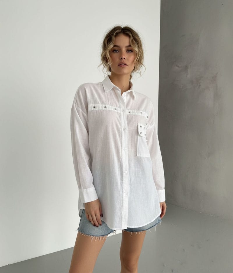 decorative linen shirt bead detail design