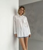 linen bead detail shirt front view relaxed fit