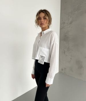 breathable linen long sleeve crop shirt detail