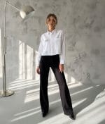 minimal linen crop shirt long sleeve trendy look