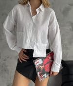 women cropped linen shirt casual summer outfit