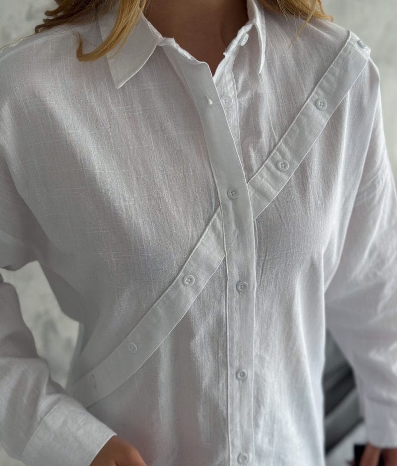 breathable linen shirt unique button placement
