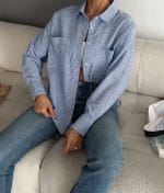 cotton shirt with double pocket striped design