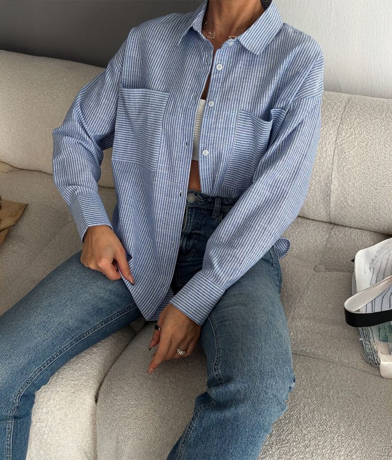cotton shirt with double pocket striped design
