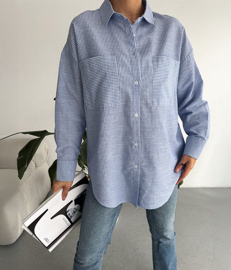striped cotton shirt button down casual style